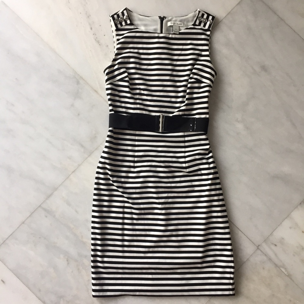 White House Black Market striped dress with belt